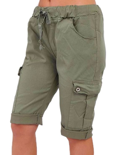 Pantaloni donna Magic Shorts italiani Lagenlook donna casual elasticizzati stile jogger - Foto 10 di 41