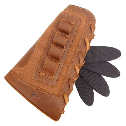 Custodia in pelle per munizioni copri fucile fucile buttstock per .357/.308/.22lr/12GA - Foto 4 di 62