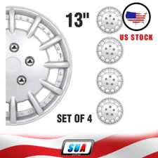 Set of 4 Fits All Makes Models Trim Silver PP 13 Inch Hub Caps Wheel Covers Kit