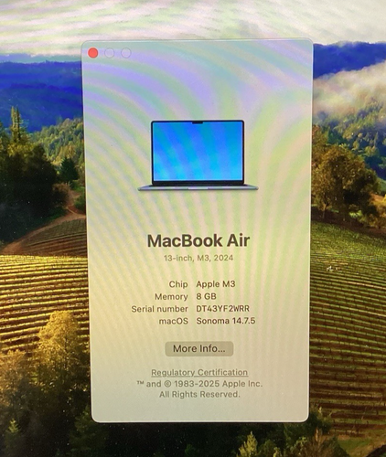 Apple A3113 MacBook Air 2024 13" Laptop 256GB M3 8GB RAM Space Gray - Imagen 7 de 11
