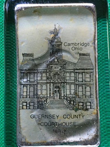 Antique Glass Paperweight Cambridge OHIO Guernsey County Courthouse - Picture 3 of 7