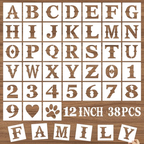 DZXCYZ 12 Zoll Buchstaben Schablonen und Zahlen, 38 Stück Alphabet Zum Selbermachen Basteln Schablone...