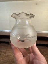 Antique Small Wheel Cut Oil Lamp Glass Kerosene Lamp chimney Shade Globe Part