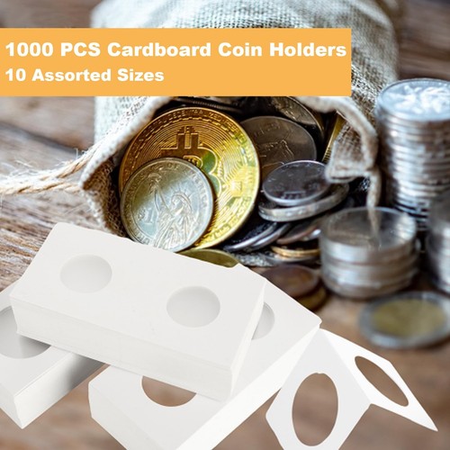 1000 Pcs 2x2 Coin Flips in 10 Assorted Sizes Cardboard Coin Holder for Collec... - Picture 4 of 7
