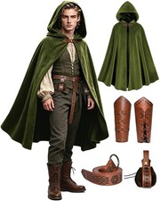 Medieval Hooded Cloak Set for Men Women - Renaissance Costume for Halloween