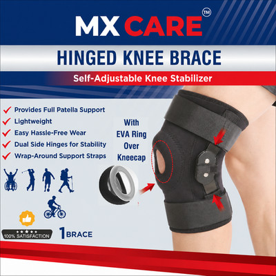 MX Care Knee Compression Brace with Patella Support & Hinges for Sports Injury