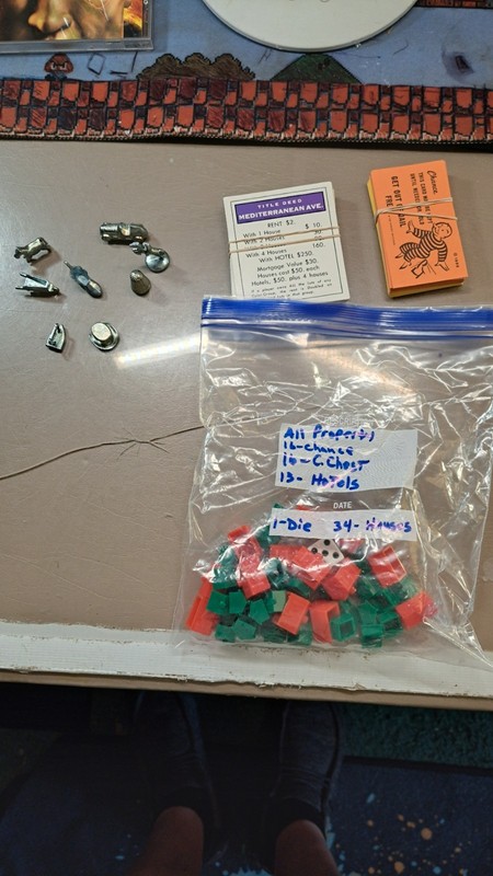 Monopoly Game Pieces House's Motels Deeds All Classic Tokens All Money 