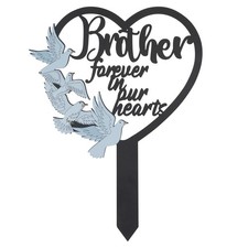 Brother Metal Memorial Grave Marker Stake Cemetery Decoration 51 characters