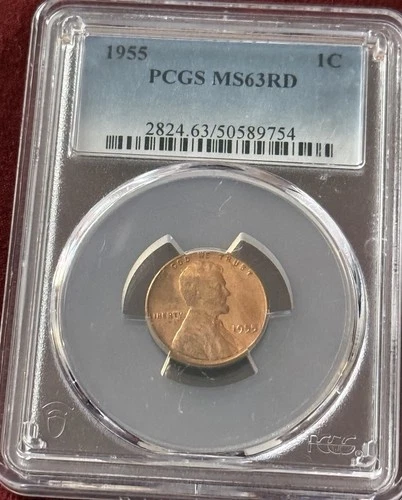 1955 Poor man’s DDO Lincoln Cent Wheat Penny  PCGS MS 63 * RARE Key Date ERROR!