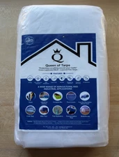 QUEEN OF TARPS 16x20 Light Duty Tarp Waterproof, UV/Tear Resistant, Translucent