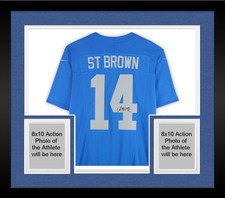 Framed Amon-Ra St. Brown Lions Signed Blue Alternate Vapor Fuse Limited Jersey