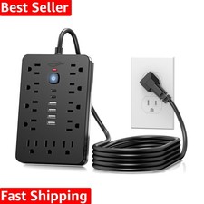 Certified 17-in-1 Surge Protector with 6FT Cord: 11 Outlets, 6 USB Ports