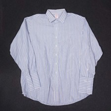 Brooks Brothers Tuxedo Shirt 18-36 Blue Striped French Cuff Button Up Non Iron