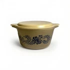 Vintage Pyrex  473 1Qt. Homestead Speckled Tan/Blue Casserole Read