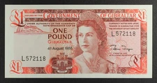 Gibraltar 1 Pound 1965 Banknote P-20e Queen Elizabeth II UNC British Colony