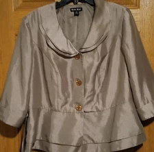 Vintage DANA KAY Two Piece CHAMPAGNE Shimmer Top JACKET SKIRT SUIT Size 16W NEW 