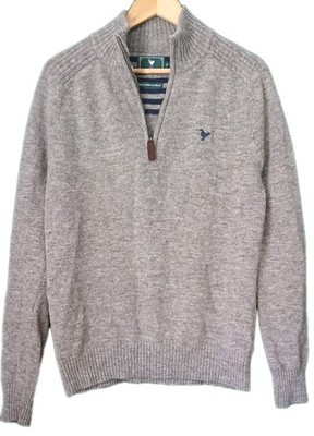 John Partridge Lammwolle 1/4 Reißverschluss Pullover Herren Grau Größe UK Medium 