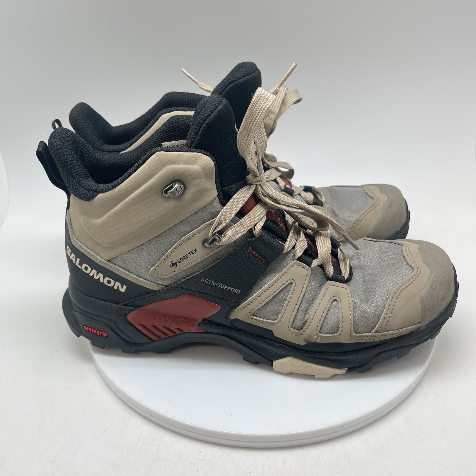S 10 X Ultra 4 Mid 473525 Beige Lace Up Hiking Running Shoes
