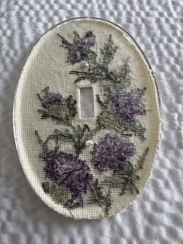 Vintage Needlepoint Floral Oval Light Switch Cover - Picture 2 of 2