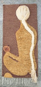 Early Don Freedman 1976 Fiber Art Wall Hanging Seated Woman 48x20
