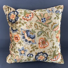 Vintage Square Flowered Pillow Velvet-Like Fabric Retro 12  X 12  