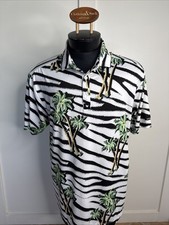 Bad Birdie Performance Polo Shirt Golf UPF 50 Size XL Palm Tree Zebra Print