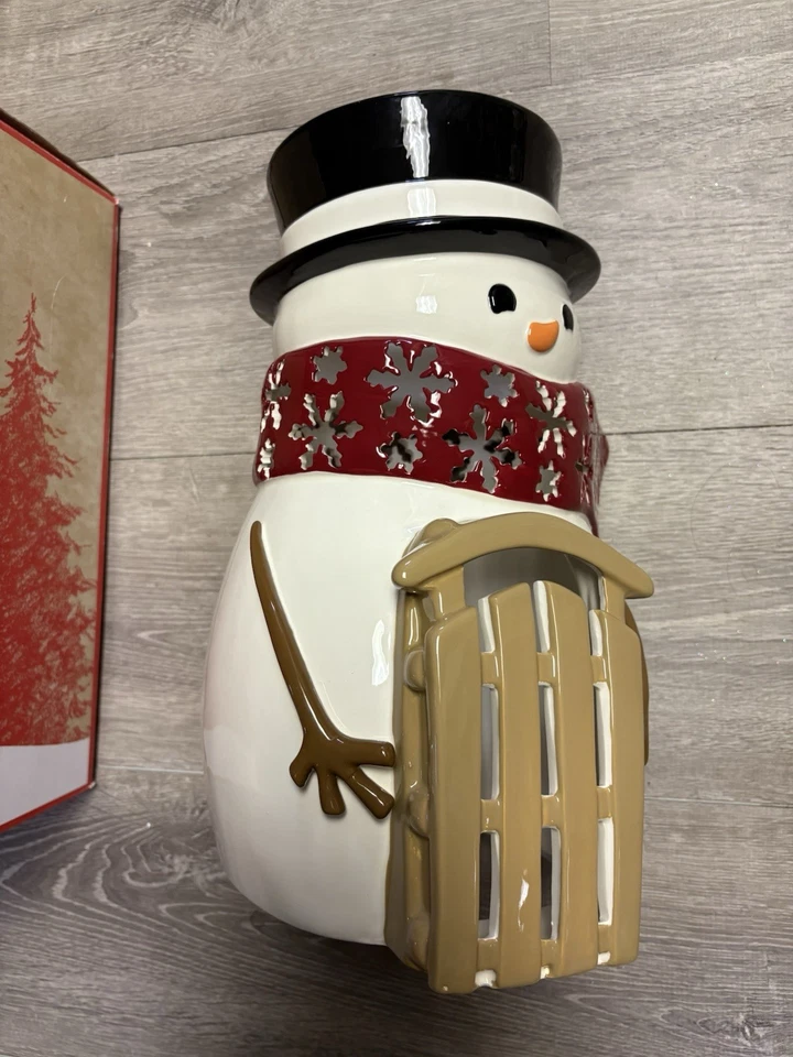 2014 Bath & Body Works 16” Ceramic Snowman Luminary Candle Holder with Box - Image 2 of 4