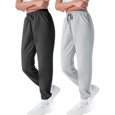 Women's Sweatpants Winter Warm Thermal Fleece Lined Mid-Waisted Joggers Pants US
