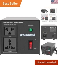 Efficient 500W Voltage Transformer for Global Appliance Compatibility - US Cord