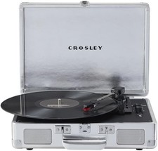 Crosley Cruiser Plus Bluetooth in/Out Suitcase Turntable with Speakers, Silver