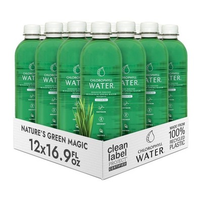 Chlorophyll Water (12-pack) Liquid Chlorophyll Drops in Purified Water Bottles