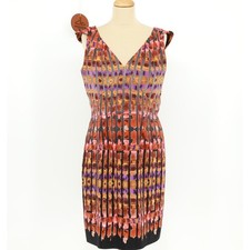 W by Worth Womens Abstract Geometric 100% Silk Sheath Dress Size 8 V Neck