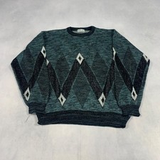 Vintage Knitted Jumper Abstract Patterned Grandad Knit Sweater Men's Xl