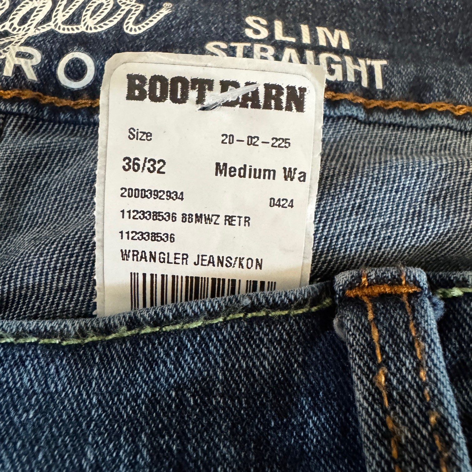 NEW Wrangler Retro Gaffery Slim Straight Jeans Men's 36X32 Dark Wash Landman thumbnail 3