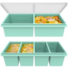 Silicone Soup Freezer Molds with Lids, 2 Cup 1 large cube ice tray, Green