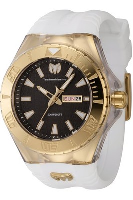 Technomarine Men's Watch Cruise Monogram Quartz Black Dial White Strap TM-122013