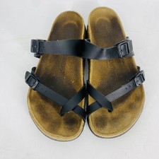 Birkenstock Mayari Black Leather Strappy Sandals Cork Bed Regular Width EST 41