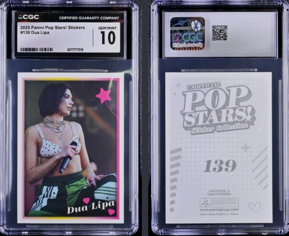 Dua Lipa 2025 Panini Pop Stars! Stickers #139 RC PSA 10 Gem Mint Pop 1 - Image 3 of 3