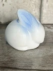 Van Briggle Pottery Bunny Collectible 3" x 3 1/4" White with Blue