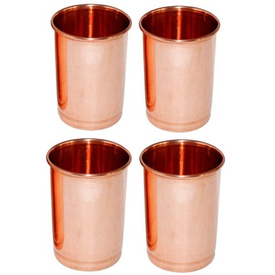 Handmade Copper Drinking Water Tumbler Glass Ayurveda Health Benefits Set of 4