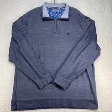 IZOD 1/4 Zip Sweater Mens Large Blue Saltwater Relaxer Classics Embroidered Logo