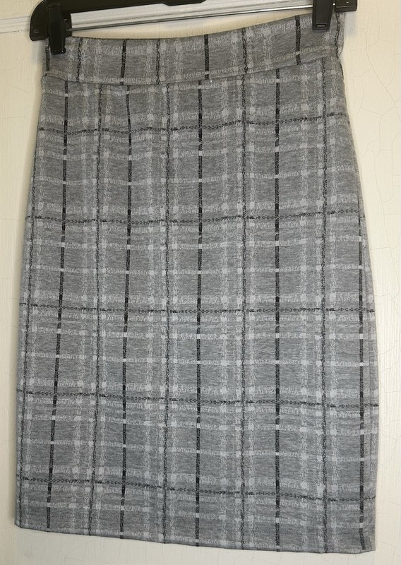 Renee C Arwen Stitch Fix Small Gray Black White Plaid Lined Women’s Skirt NWT