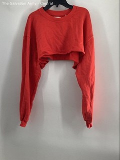 Joah Brown Womens Orange Cotton Cropped Pullover Sweatshirt One Size