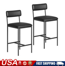 Set of 2 37.4" Heavy Duty Bar Stools Kitchen Counter Stools W/ Faux Leather Seat