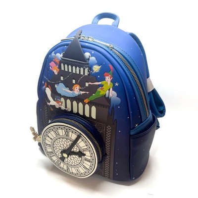 Disney Loungefly Peter Pan Big Ben Clock Glow In the Dark Mini Backpack NWT