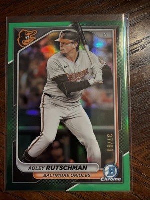 2024 Bowman Chrome Adley Rutschman Baltimore Orioles #52 Green Refractor /99