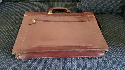 Vintage Burgundy Leather Portfolio Case No Shoulder Strap 17  X 16 With Handles