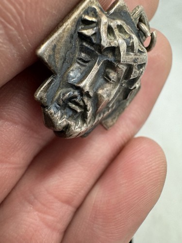 925 Sterling Silver M. De Jean Jesus Head Religious Pendant - Picture 5 of 7