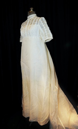 VTG 60's Miss Betsy Bridal Wedding Gown Size SM Floral Chiffon Bodice Party Prom - Picture 5 of 11