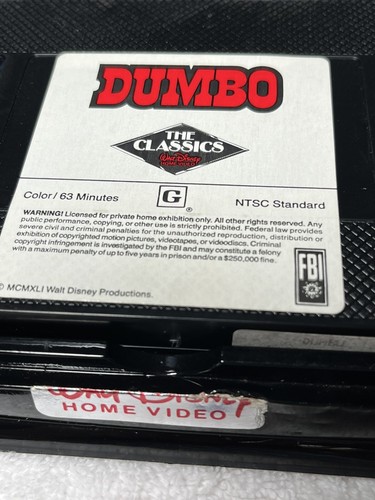 Vtg Retired 1st Release “Dumbo” BLACK DIAMOND 1985 - VHS Pink Spine/Back - Picture 6 of 6